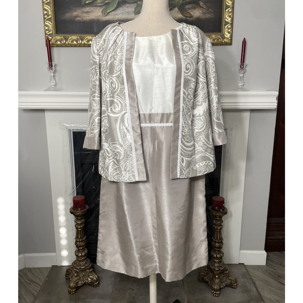 Brownstone Studio Vintage Silk Suit Retro Glam Dress Jacket 18W